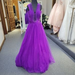 PRECIOUS FORMALS 8 PURPLE PROM DRESS PAGEANT LONG BALLGOWN P21091